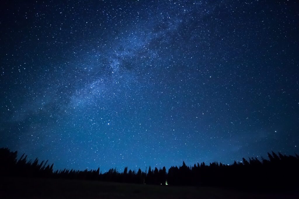 Blue,Dark,Night,Sky,With,Many,Stars,Above,Field,Of